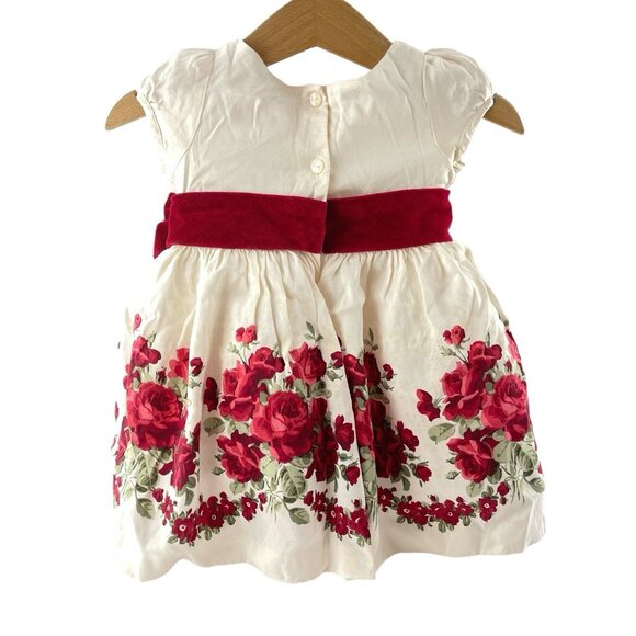 Janie and Jack Holiday Party Dress 3-6 Mon. Roses White Duppioni Silk - Picture 2 of 5